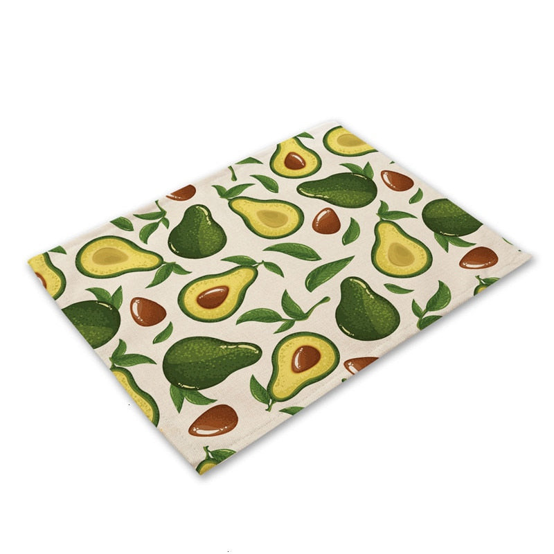 Tropische Avocadomuster Küchentischset aus Baumwolle