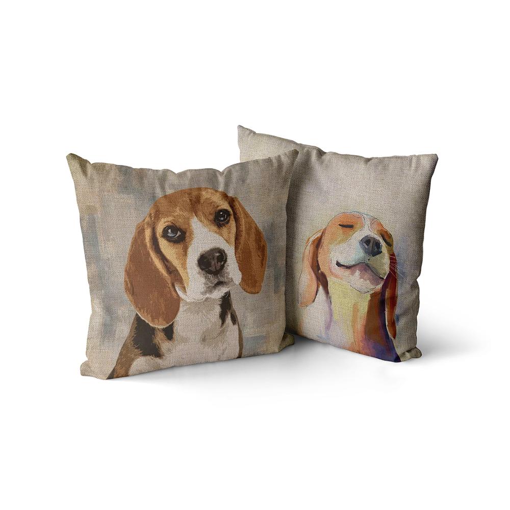 Hundekissenbezüge, Tierkissenbezüge Süßer Beagle Wasserfarbe 45 * 45, 40 * 40