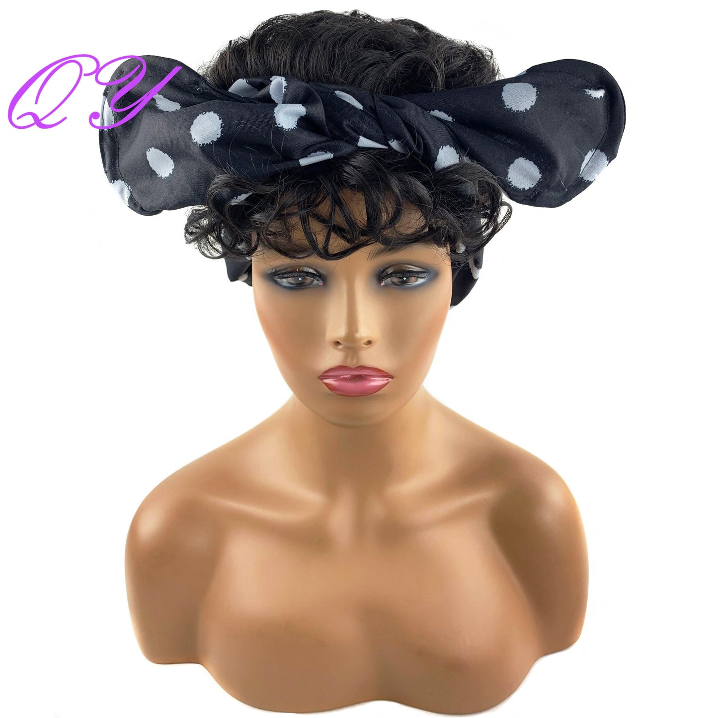 Hair Big Afro Kinky Curly Stirnband Perücken für Frauen Synthetisches Haar Perücken Turban Wrap Hair Style
