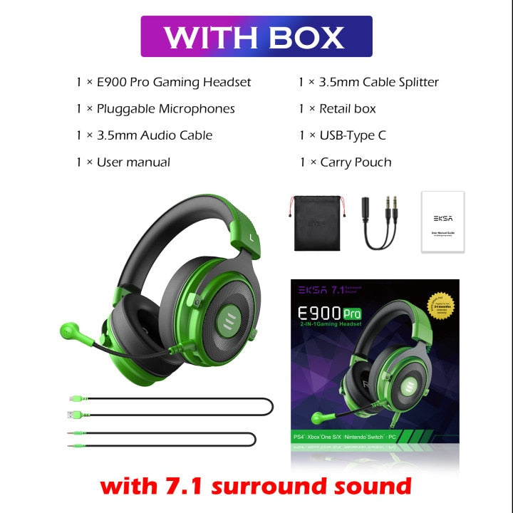 EKSA E900 Pro / E900 Headset Gamer Wired PC USB 3.5mm XBOX/ PS4 Kopfhörer mit Mikrofon 7.1 Surround Sound für Computer und Laptop