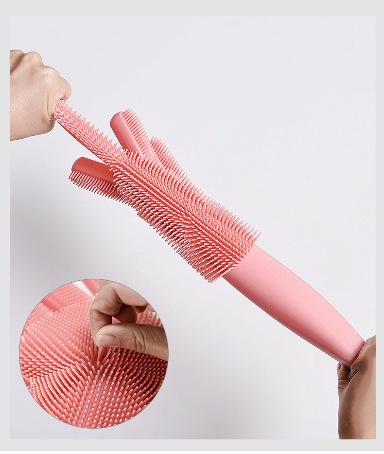 1 Paar Geschirrspülhandschuhe Magic Silicone, Reinigungshandschuhe mit Reinigungsbürste