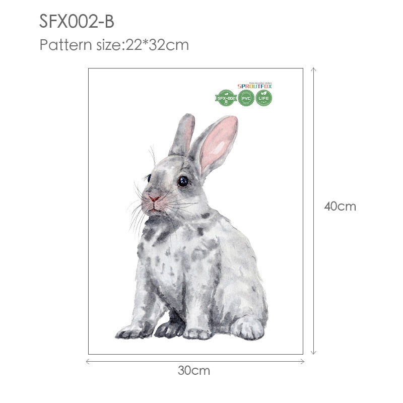 30*40cm Wandaufkleber Home Decor Wohnzimmer Zwei niedliche Kaninchen Abnehmbare Home Wohnzimmer Dekoration Wandbild Hase Aufkleber