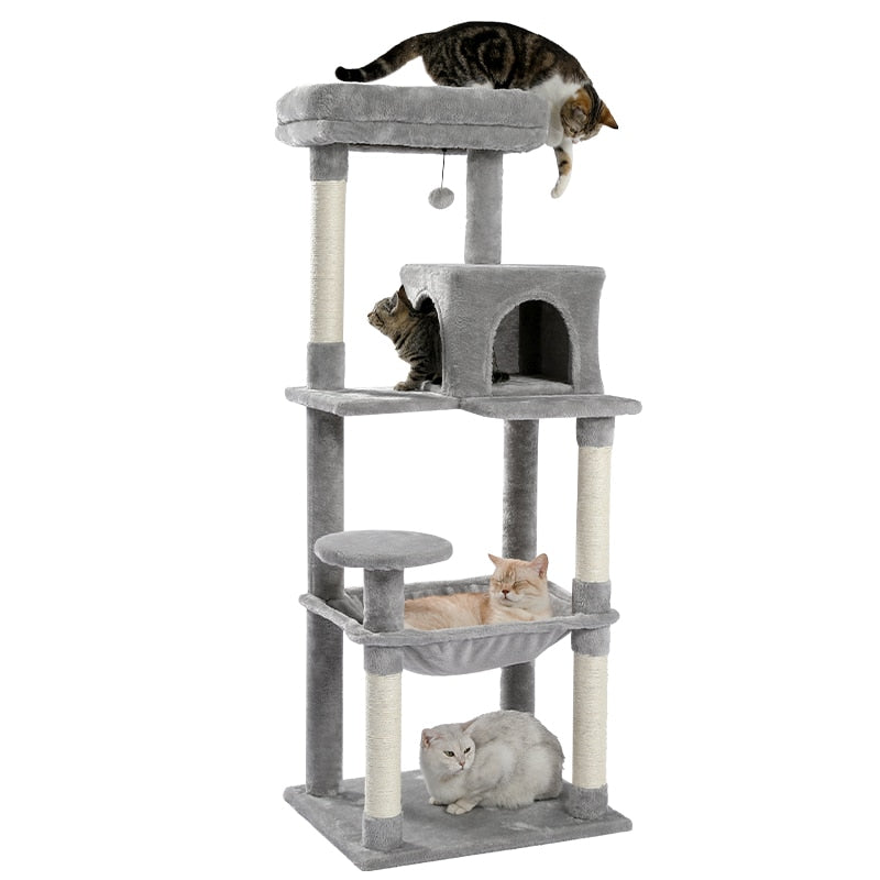 2022 Neues Design, Luxus-Klettergerüst für große Katzen, mehrschichtiger Kratzbaum mit widerstandsfähigem Sisal-Kratzbaum-Kätzchen-Spielplatz