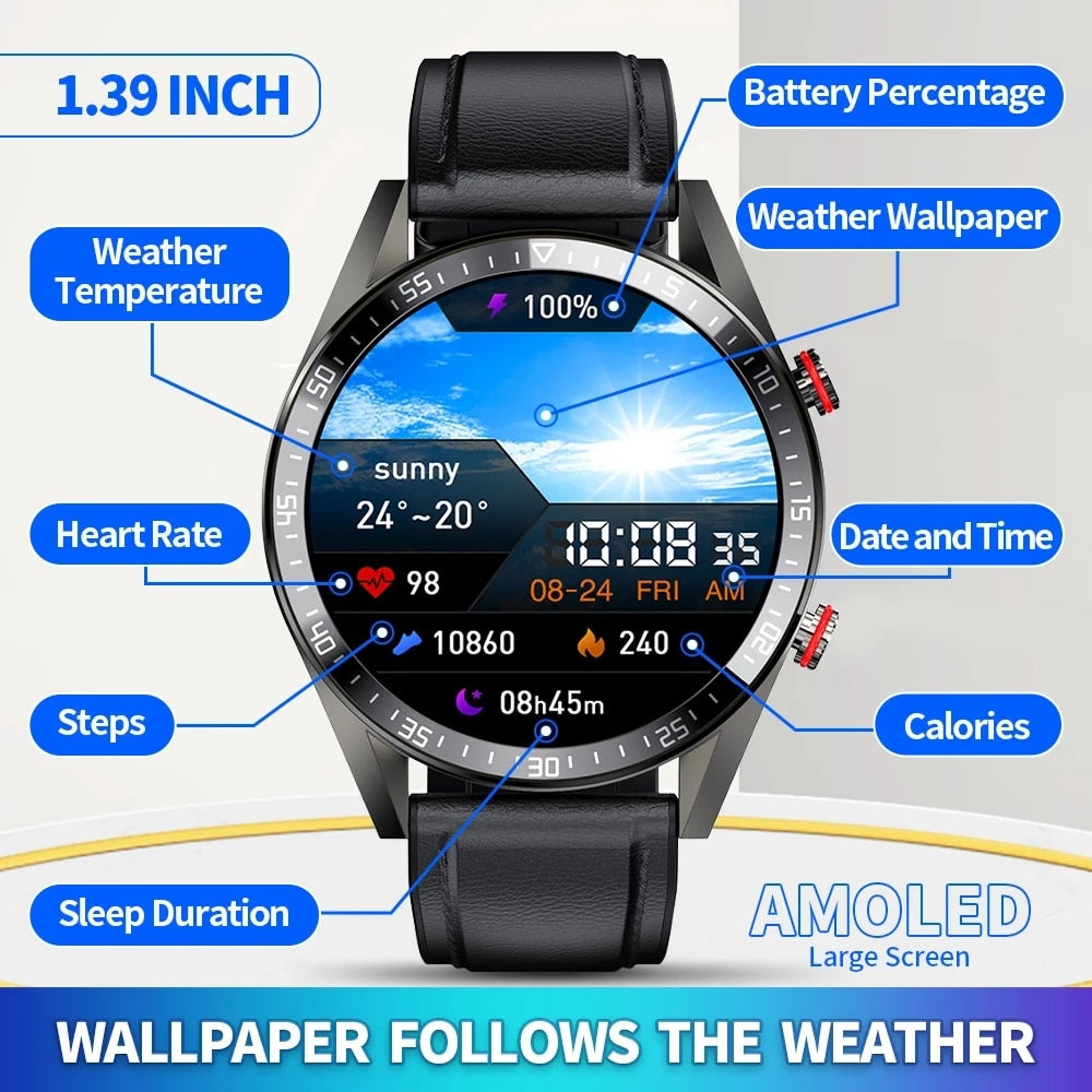 2022 neue 454 * 454-Bildschirm-Smartwatch zeigt immer die Uhrzeit an Bluetooth-Anruf, Lokale Musik-Smartwatch für Herren, Android-TWS-Kopfhörer