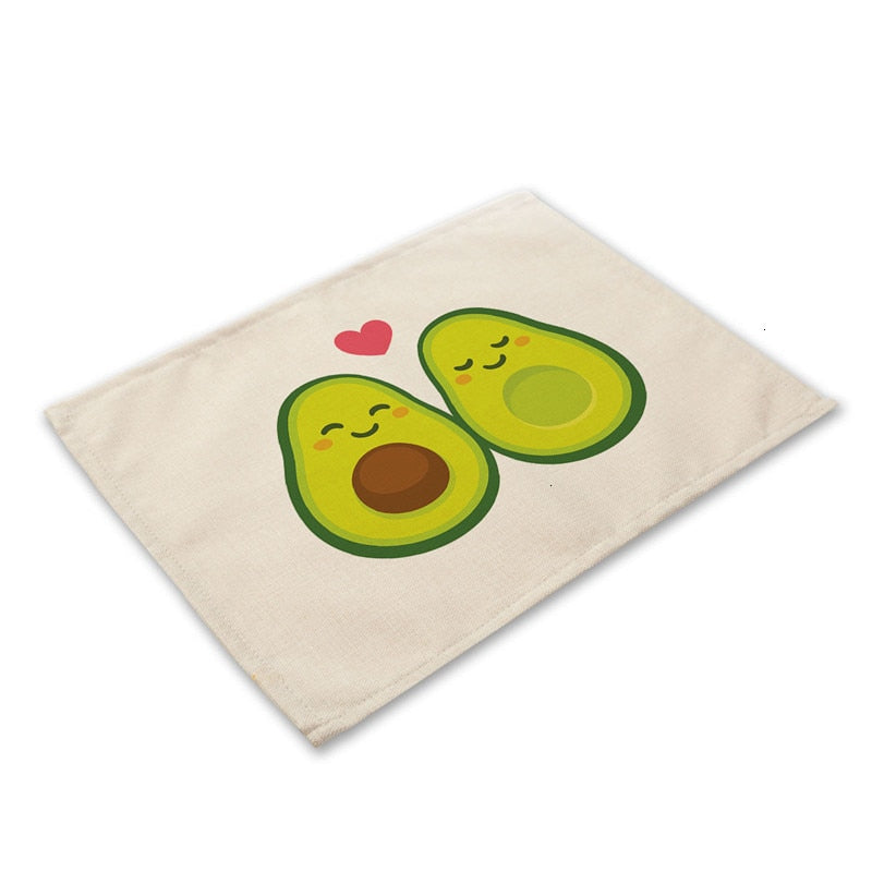 Tropische Avocadomuster Küchentischset aus Baumwolle