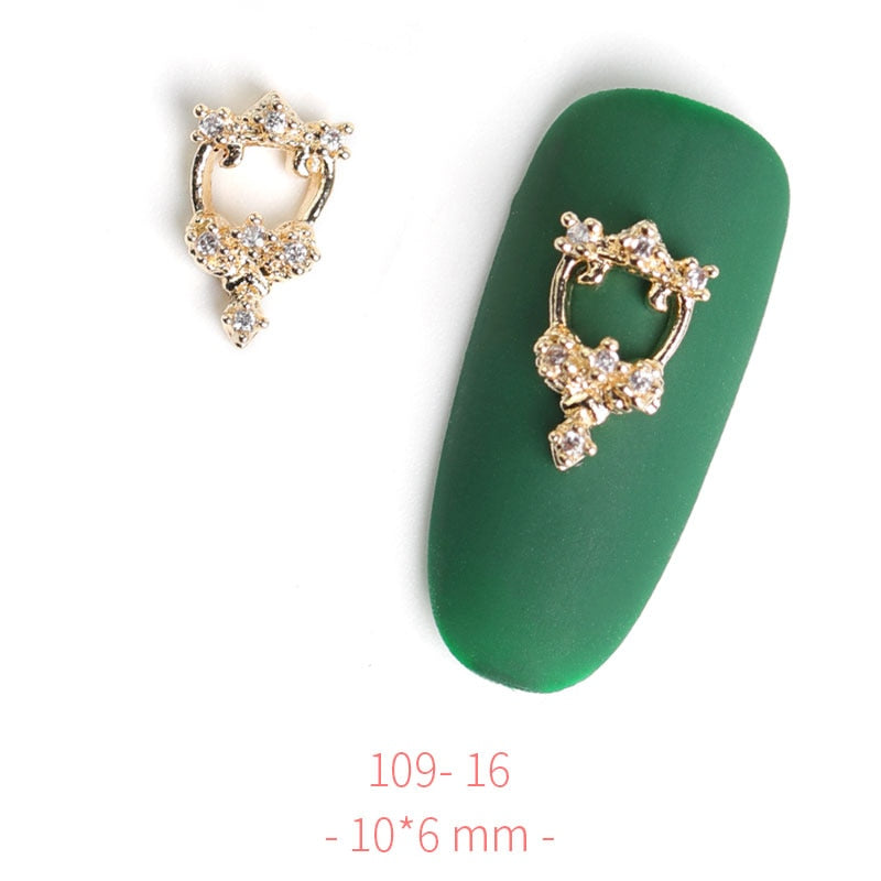 HNUIX 2Pieces 3D Metal Nail art Jewelry Japanese Nail Decorations Top Quality Crystal Manicure Zircon Diamond Charms Pendants