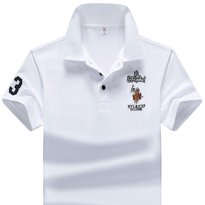 Gesticktes Herren-Business-Casual-Poloshirt M-4XL, Kurzarm-Poloshirt Kunstfaser