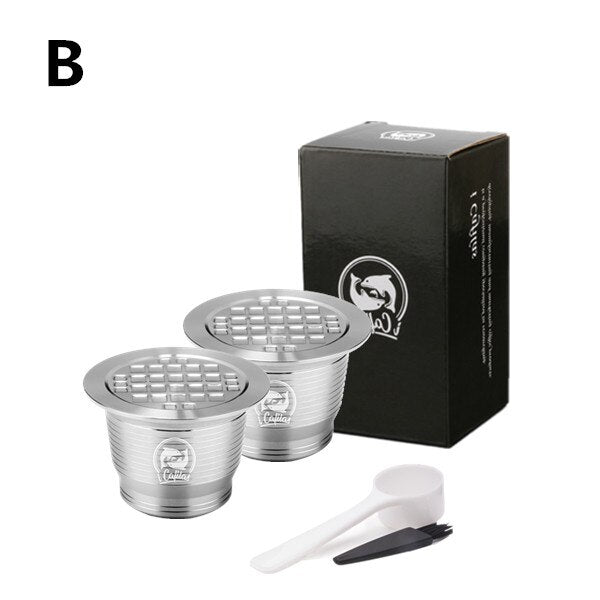 Wiederverwendbare und nachfüllbarenesspresso, Kaffeekapseln für Nespresso-Maschine mit Tamper Edelstahlkapsel