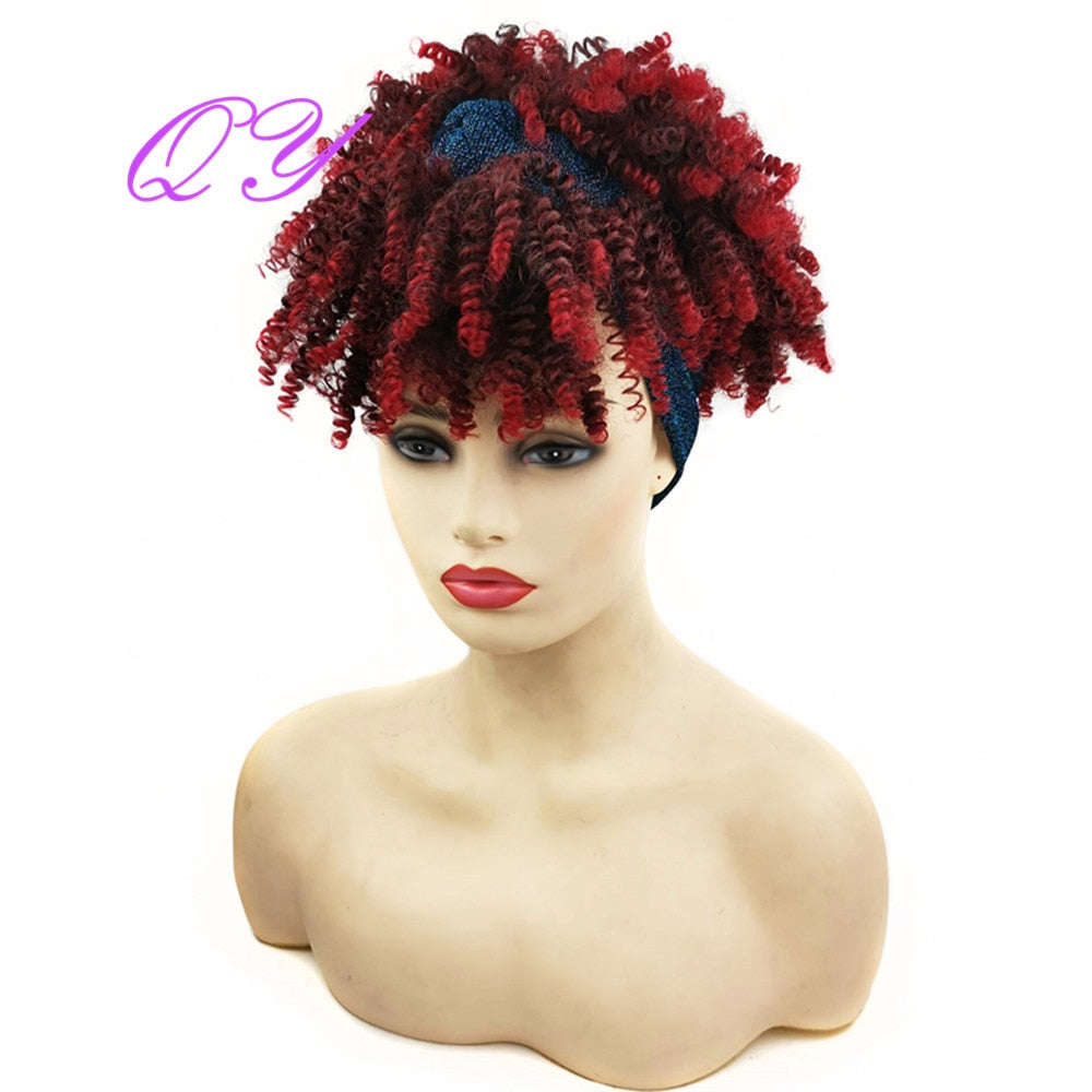 Hair Big Afro Kinky Curly Stirnband Perücken für Frauen Synthetisches Haar Perücken Turban Wrap Hair Style