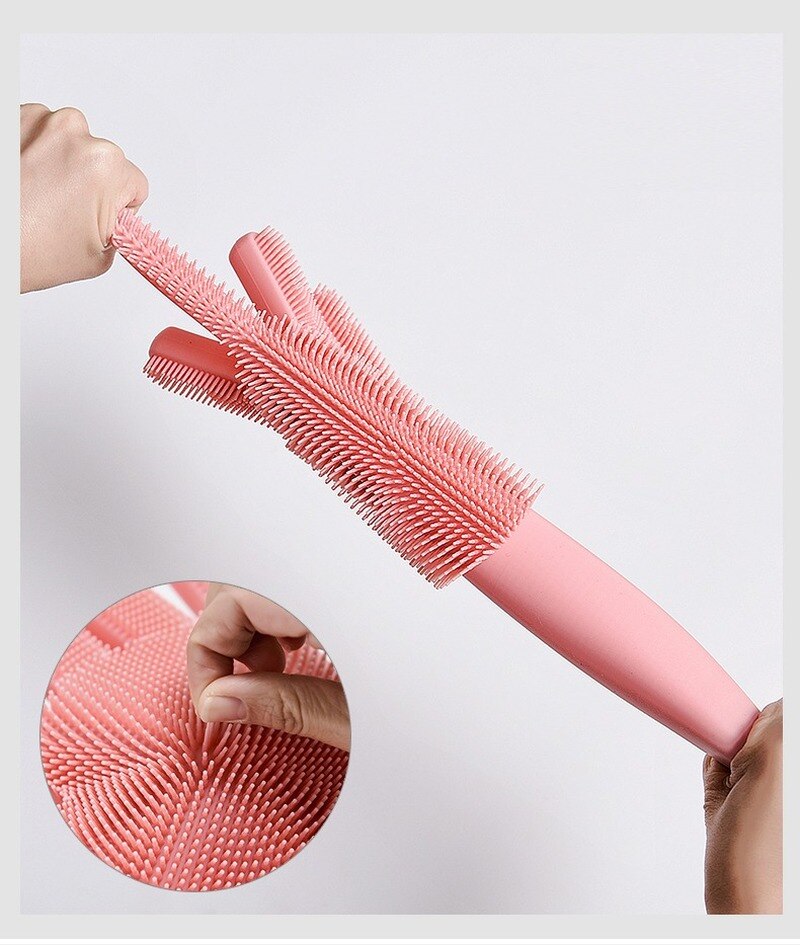 1 Paar Geschirrspülhandschuhe Magic Silicone, Reinigungshandschuhe mit Reinigungsbürste