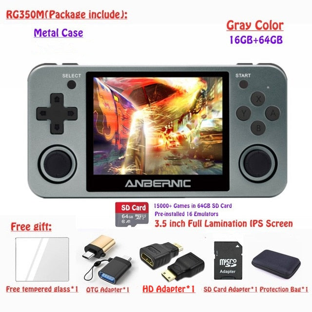 Full View 3.5" IPS Bildschirm Linux OS RG350M Retro Game Console Metal Shell PS1 Arcade Emulator RG350 Gaming Player HDMI-kompatibel
