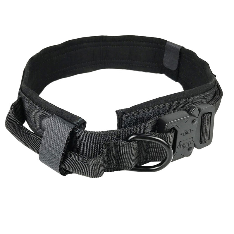 Hundehalsband mit Hundemarke Nylon, verstellbar, militärisch, taktisch, großes Hundehalsband mit Griff, Training, Laufen, Hundehalsband, personalisierbar
