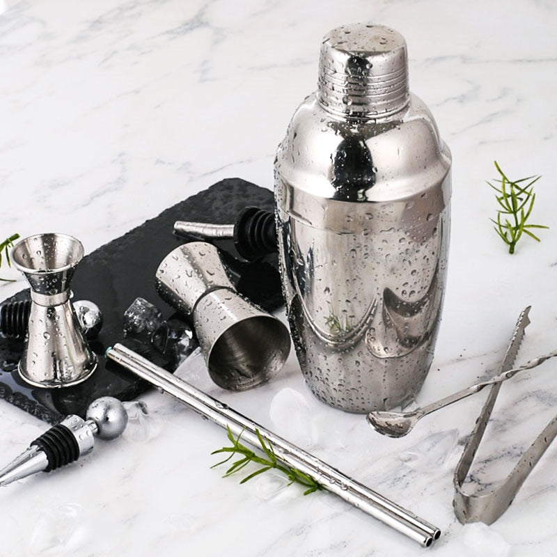 Cocktail-Shaker-Bar-Set Kunststoff- und Holzhalter, Edelstahl verkupferter Cocktail-Shaker