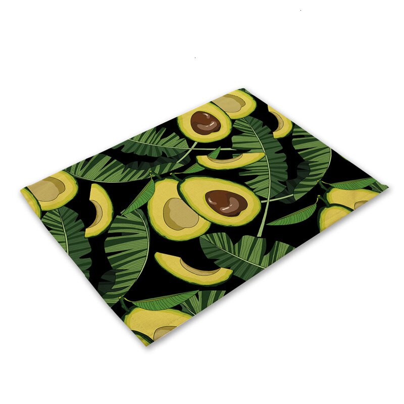 Tropische Avocadomuster Küchentischset aus Baumwolle