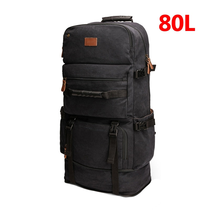 Herren Reise Pack Tasche 80L Rücksack mit großer Kapazität Multifunktions-Segeltuch-Gepäck