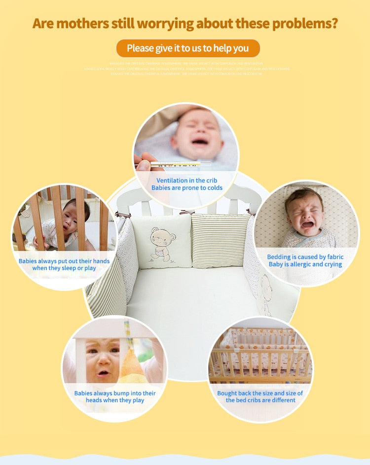 6 Stück/Set Kinderbett Nestchen Baby Kopfschutz in der Krippe, Babybett Schutz