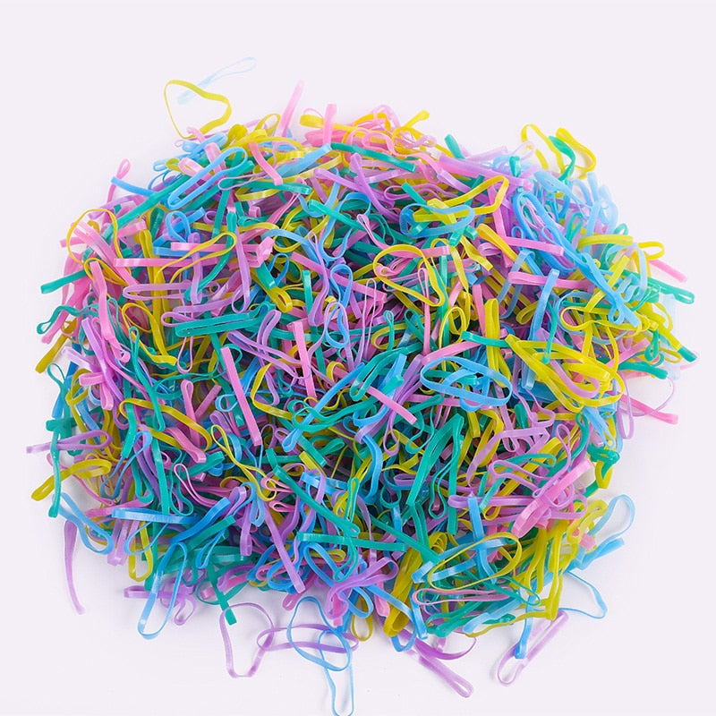 500Pcs/Pack bunte kleine Einweg-Haarbänder elastisches Gummiband Pferdeschwanzhalter, Haarschmuck für Mädchen