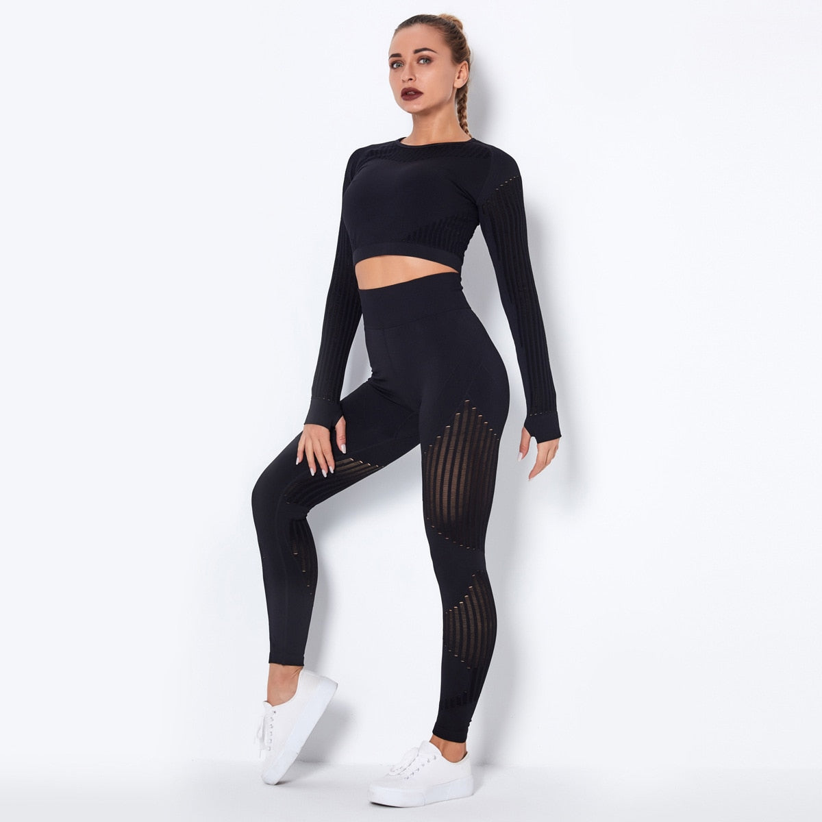 Workout-Sets für Frauen, 2-teiliges, nahtloses Yoga-Outfit, Trainingsanzug, hoch taillierte Leggings und Crop-Top-Fitness-Kleidungsset