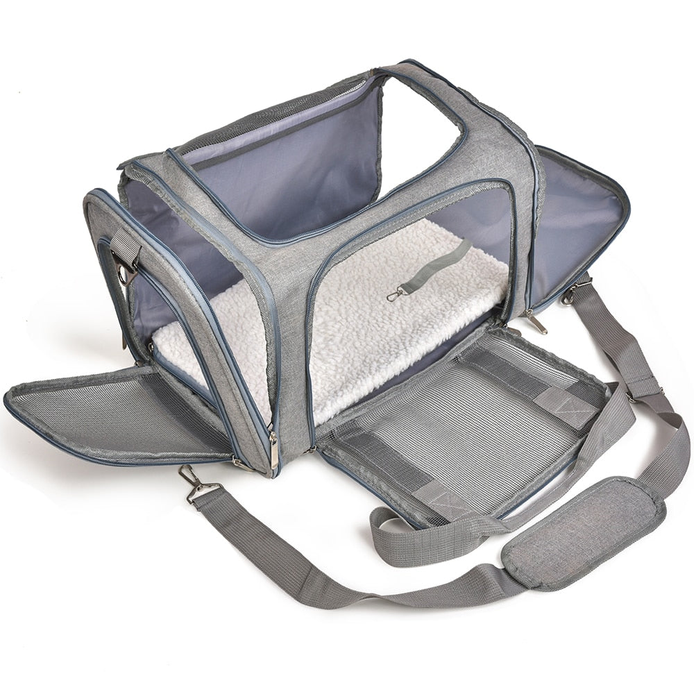 Hundetragetasche Weiche Seitenrucksack, wasserdicht, Sicherheitsleine, Transportbox für kleine Hunde