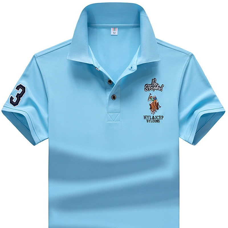 Gesticktes Herren-Business-Casual-Poloshirt M-4XL, Kurzarm-Poloshirt Kunstfaser
