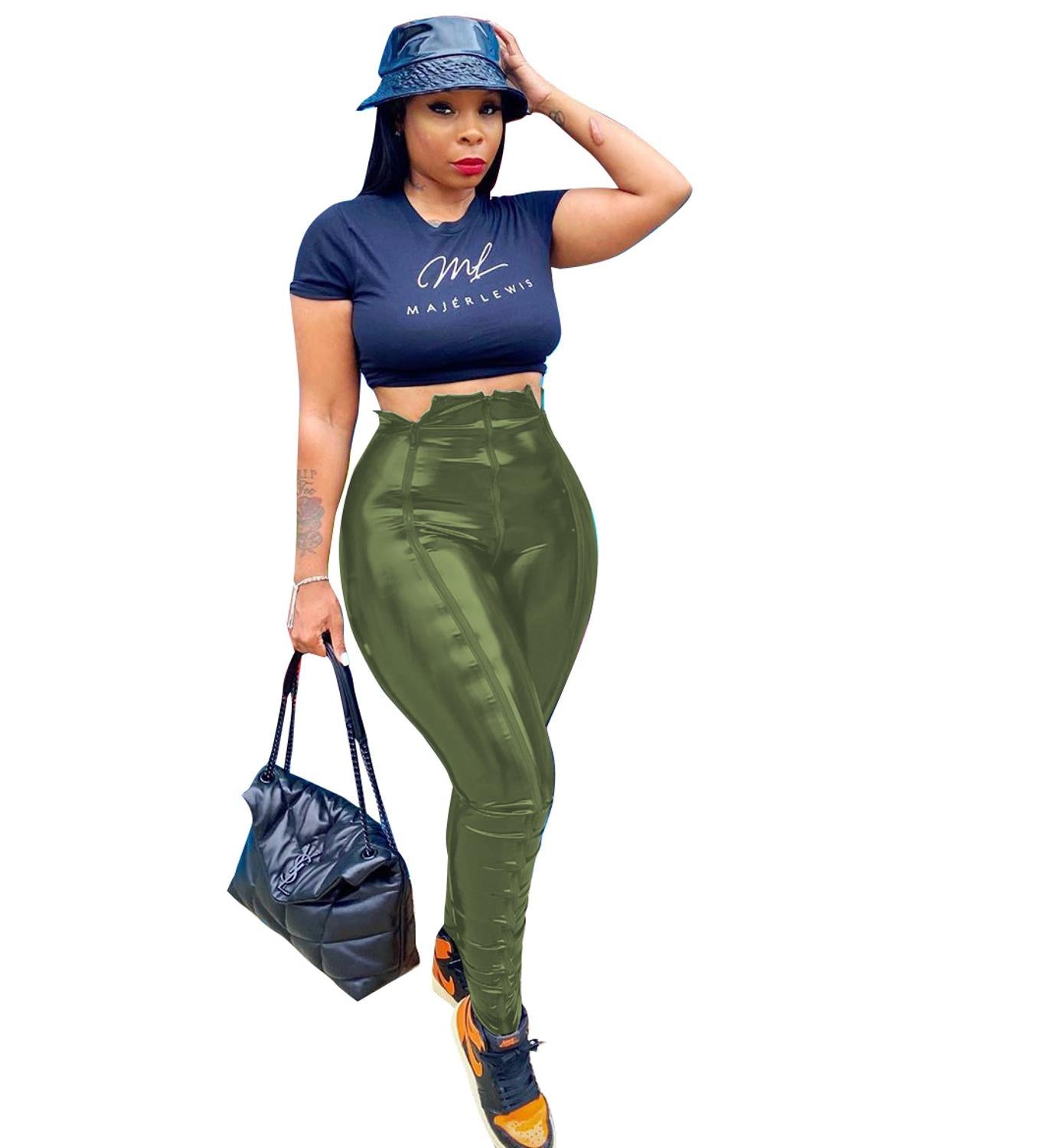 Casual Damen Leder Hosen, Streetwear Party Nacht Kleidung Für Frauen