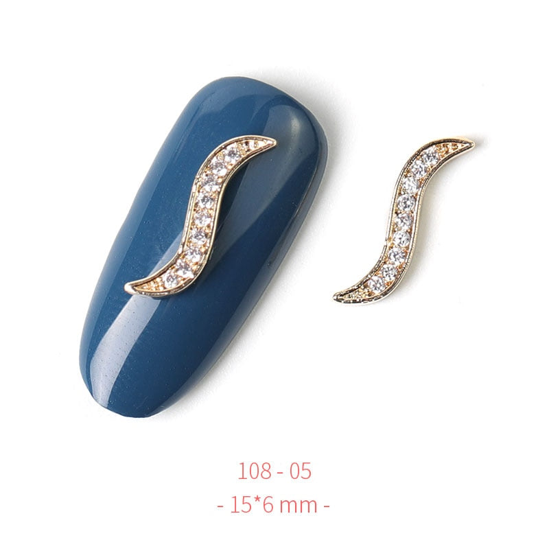 HNUIX 2Pieces 3D Metal Nail art Jewelry Japanese Nail Decorations Top Quality Crystal Manicure Zircon Diamond Charms Pendants