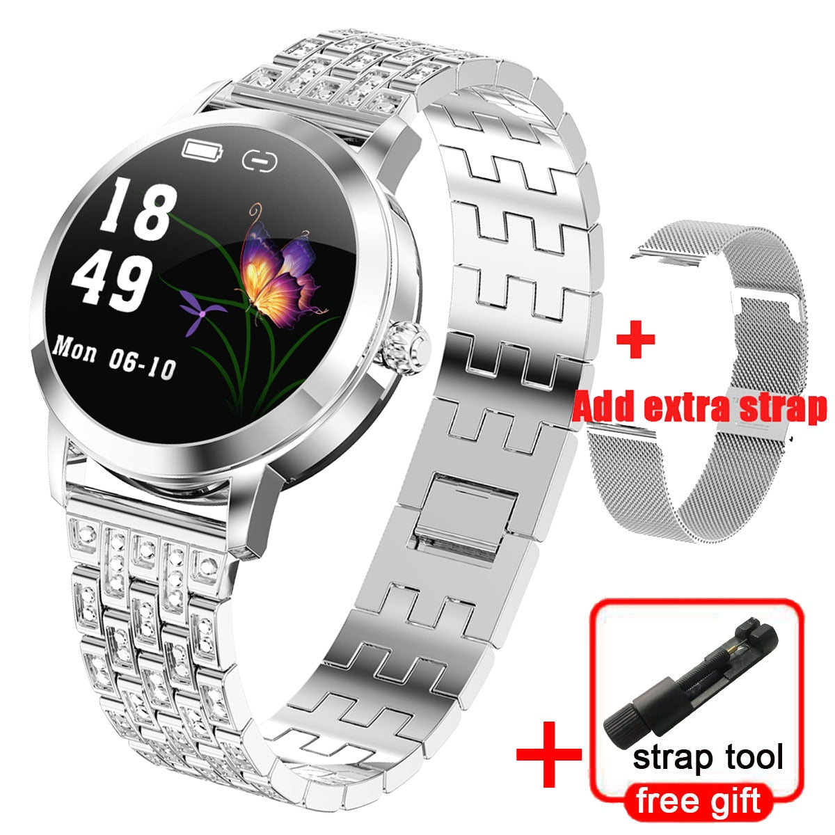 Fitness Smart Watch für Frauen, IP68 Wasserdichte Luxus Sportuhr, Verbindung mit Xiaomi Android IOS