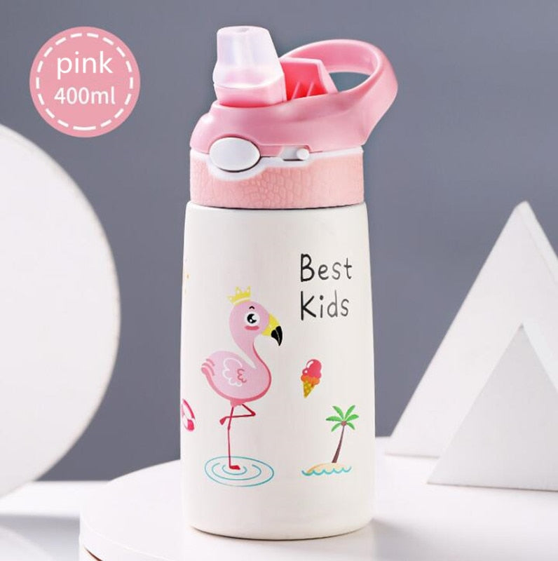 400ML Kinder Thermoskanne Wasserflasche Kinder Thermosbecher Baby Entenschnabel Strohhalm 316 Edelstahl Vakuumflaschen Tumbler Thermobecher