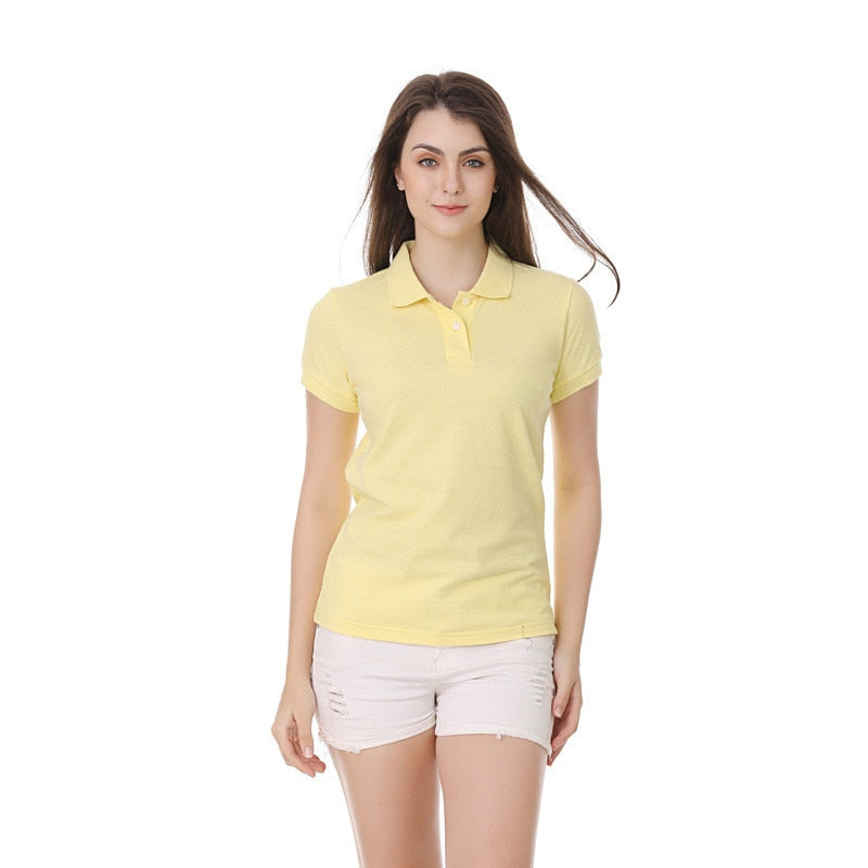 Mehrfarbiges Kurzarm Damen-POLO-Hemd, Sommeroberteile, elastischer Hemdkragen, 100 % Baumwolle