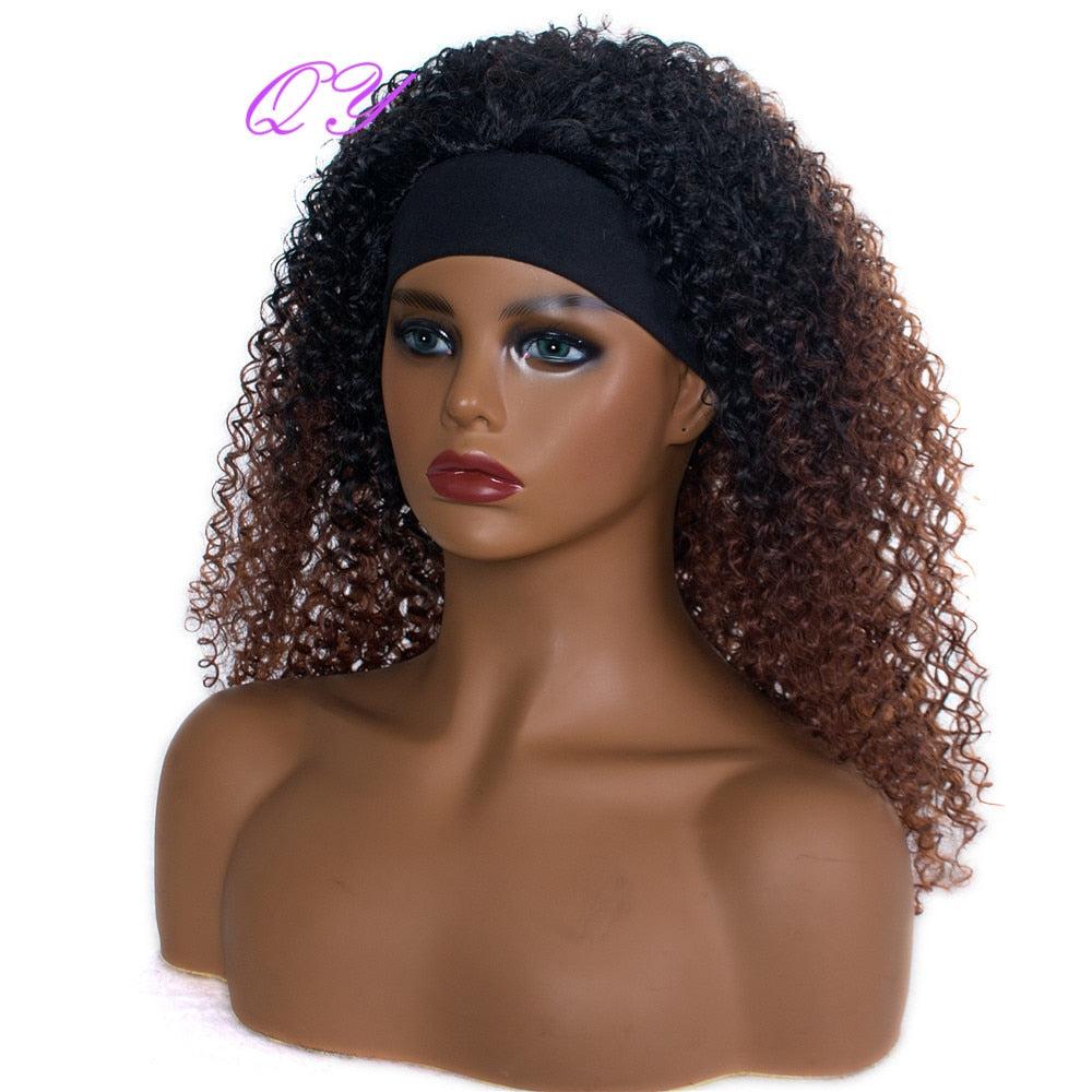 Hair Big Afro Kinky Curly Stirnband Perücken für Frauen Synthetisches Haar Perücken Turban Wrap Hair Style