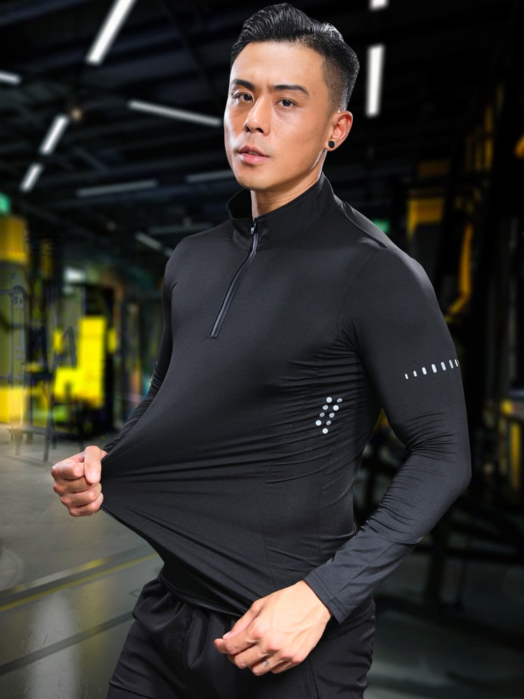 Langarm Frühling Herbst Kompression-Fitness-T-Shirts