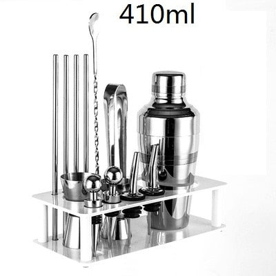 Cocktail-Shaker-Bar-Set Kunststoff- und Holzhalter, Edelstahl verkupferter Cocktail-Shaker