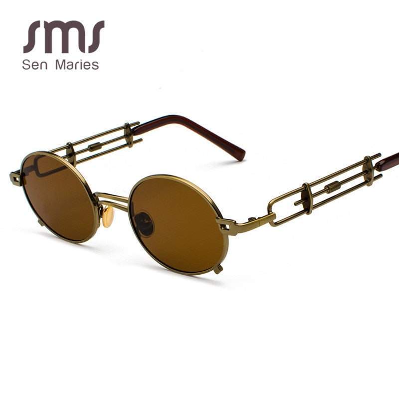 Retro Metall Runde Sonnenbrille für Männer & Frauen, Schwarz Rot Klare Linse mit UV400