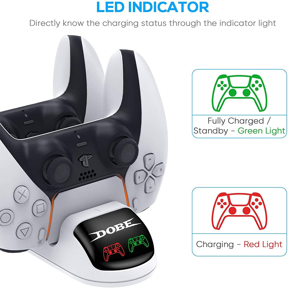 Ladegerät für PS5 DualSense Controller Auarte Ladestation für PS5 Playstation 5 Wireless Controller Dual USB Schnellladegerät