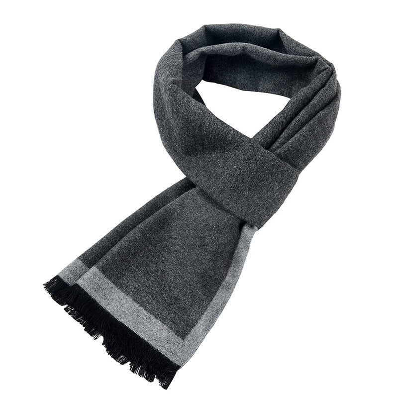 Herbst/Winter Herren Grau gestreifte Business Schals, Kaschmirschal für Gentleman