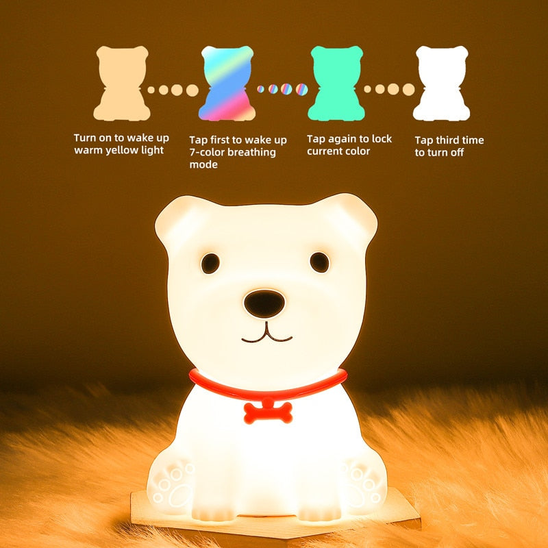 LED-Nachtlichter, süße Hundelampe, Berührungssensor, Fernbedienung, RGB, Kinder, Baby, USB-Lampen, Schlafzimmer, Tisch, Zimmer, Licht, Spielzeug, Nachttischdekoration