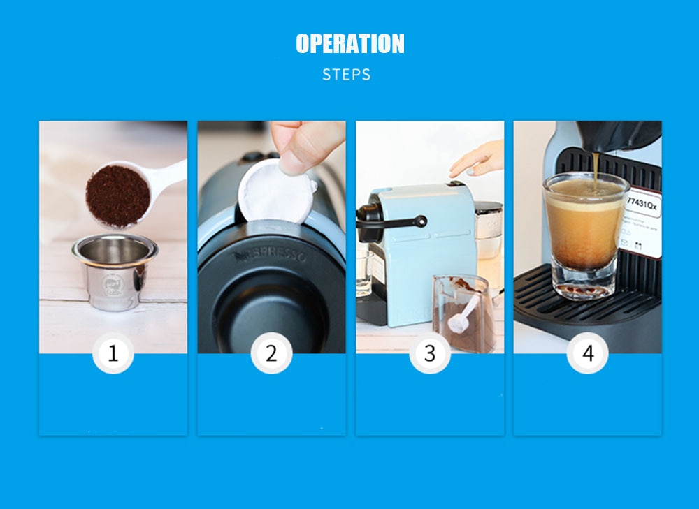 Wiederverwendbare Refill-Kapsel kapseln für Nespresso-Maschinen Espresso, hochwertige Edelstahl-Kapsel