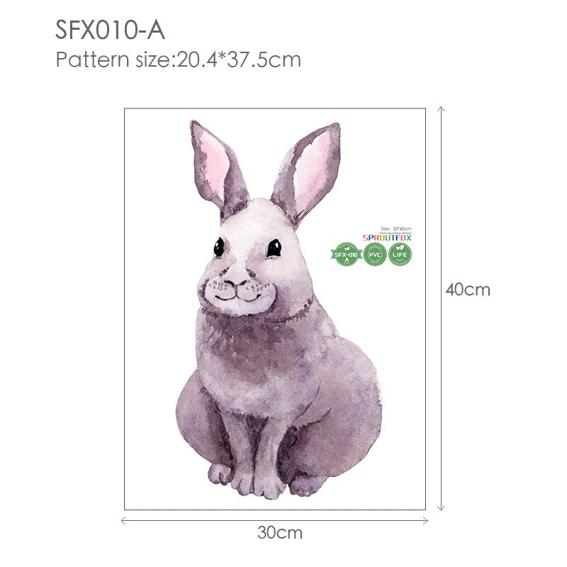 30*40cm Wandaufkleber Home Decor Wohnzimmer Zwei niedliche Kaninchen Abnehmbare Home Wohnzimmer Dekoration Wandbild Hase Aufkleber