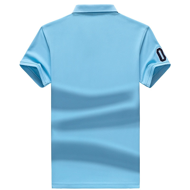 Gesticktes Herren-Business-Casual-Poloshirt M-4XL, Kurzarm-Poloshirt Kunstfaser