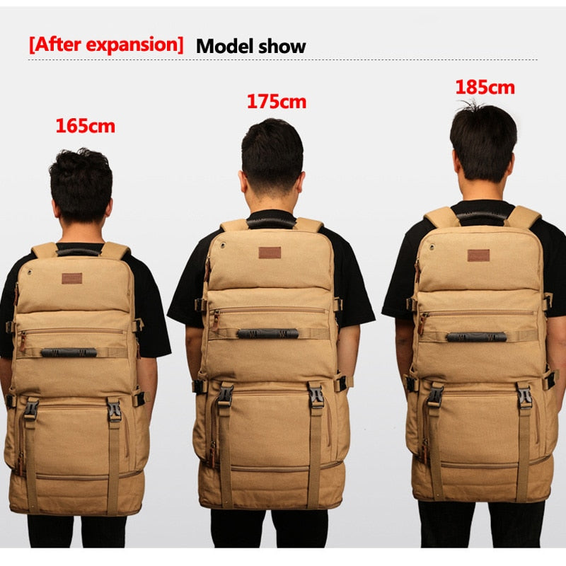 Herren Reise Pack Tasche 80L Rücksack mit großer Kapazität Multifunktions-Segeltuch-Gepäck