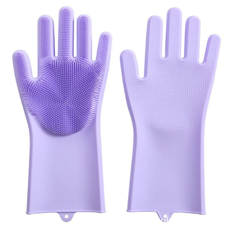 Handschuhe zum Geschirrspülen aus Silikon, Gummischwamm Schrubber zum Geschirrspülen.