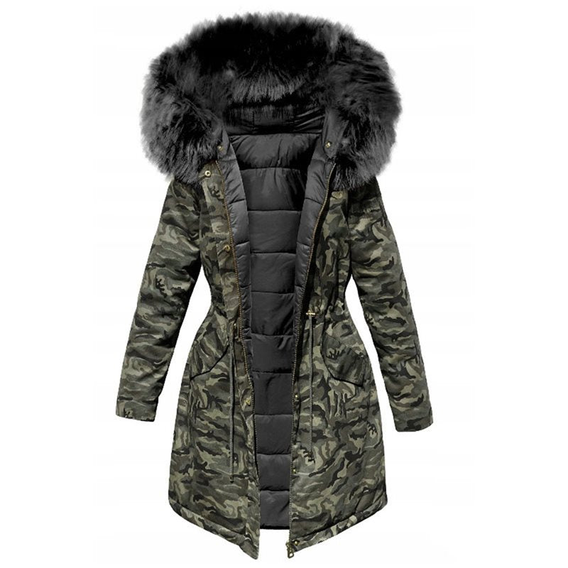2022 Samt dicke Jeansjacke, weiblicher Winter großer Kunstpelzkragen