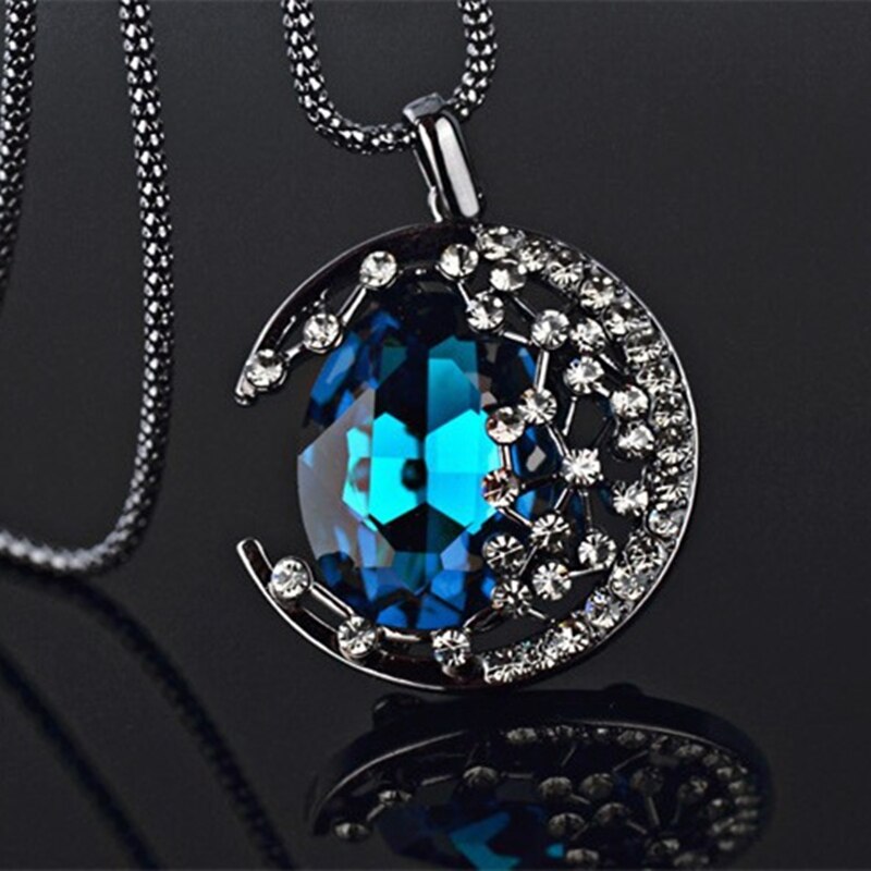 Vintage Ethnic Strand Resin Long Necklace 2019 Women New Gourd Pendant Sweater Chain Fashion Boho High-end Blue Neck Accessories