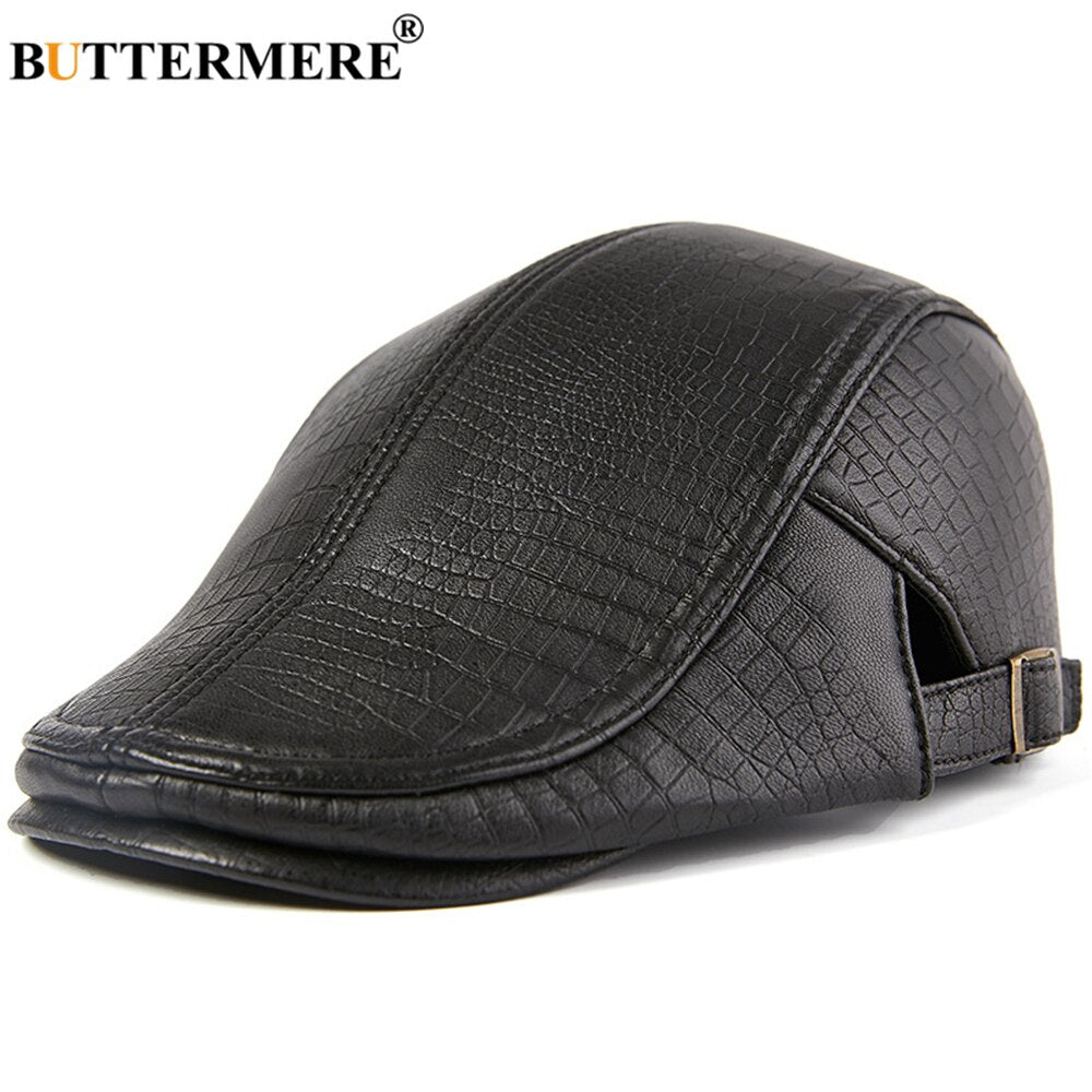 Herren Echtleder Baskenmütze, Herbst / Winter Männlich Braun Verstellbare Hochwertige Gatsby Baskenmütze Caps