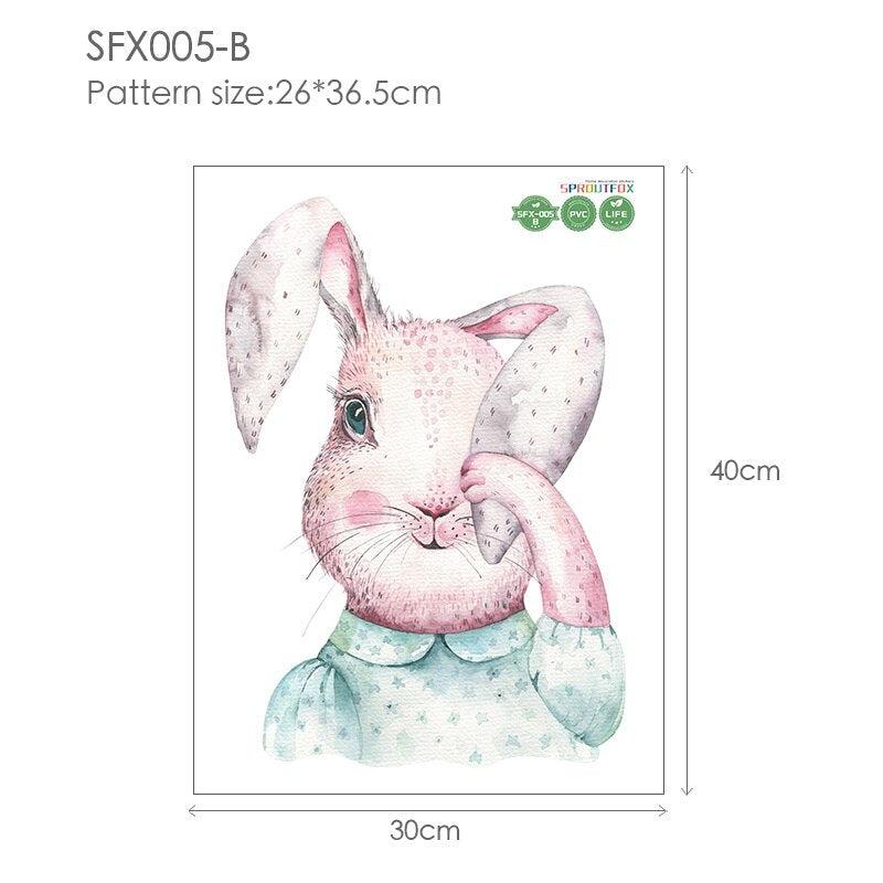 30*40cm Wandaufkleber Home Decor Wohnzimmer Zwei niedliche Kaninchen Abnehmbare Home Wohnzimmer Dekoration Wandbild Hase Aufkleber