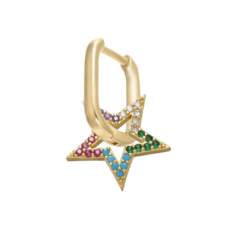 1 stück CZ kristall kleine creolen Exquisite Gold Farbe Stern-Herz, nette Damen Ohrringe für Geschenke