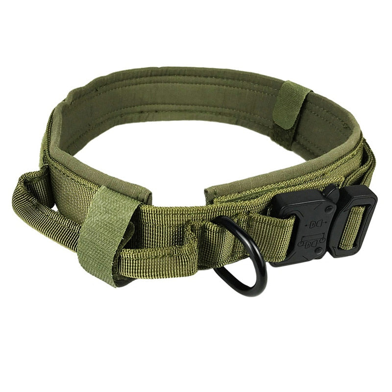 Hundehalsband mit Hundemarke Nylon, verstellbar, militärisch, taktisch, großes Hundehalsband mit Griff, Training, Laufen, Hundehalsband, personalisierbar