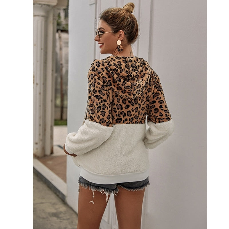 2022 Neue Leopard Patchwork für Frauen, Teddy Mantel aus Kunstpelz