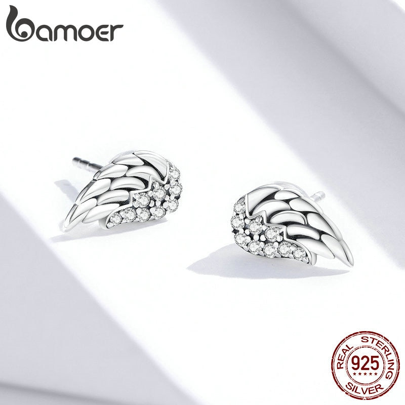 100% echtes 925 Sterling Silber Schillernde Vintage, Flügel Ohrstecker für Frauen Ohrstecker Schmuck Edlen Schmuck SCE882