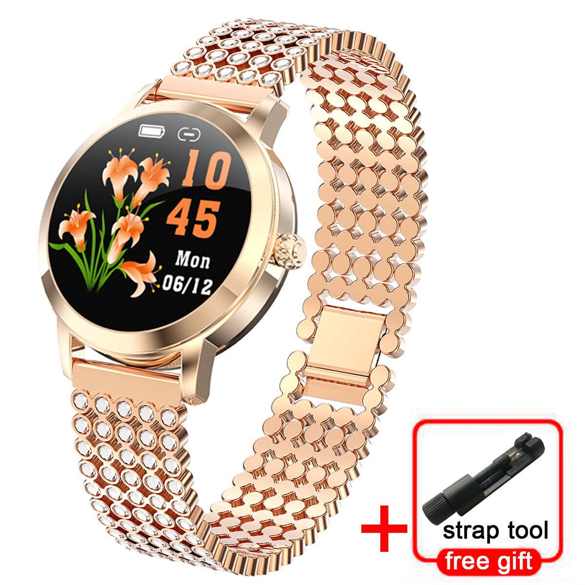 Fitness Smart Watch für Frauen, IP68 Wasserdichte Luxus Sportuhr, Verbindung mit Xiaomi Android IOS